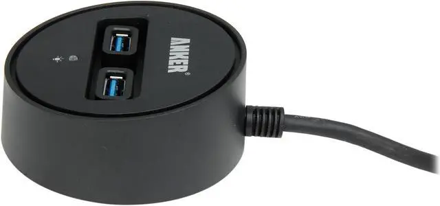 Alt view image 3 of 5 - Anker 68ANHUB-B2A Bus-Powered USB 3.0 2-Port Hub with a Built-in Extended 3.3ft USB 3.0 Cable
