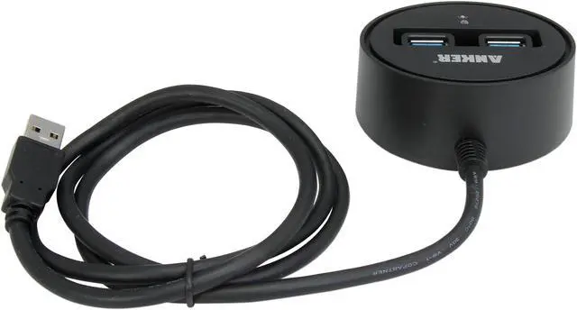 Alt view image 4 of 5 - Anker 68ANHUB-B2A Bus-Powered USB 3.0 2-Port Hub with a Built-in Extended 3.3ft USB 3.0 Cable