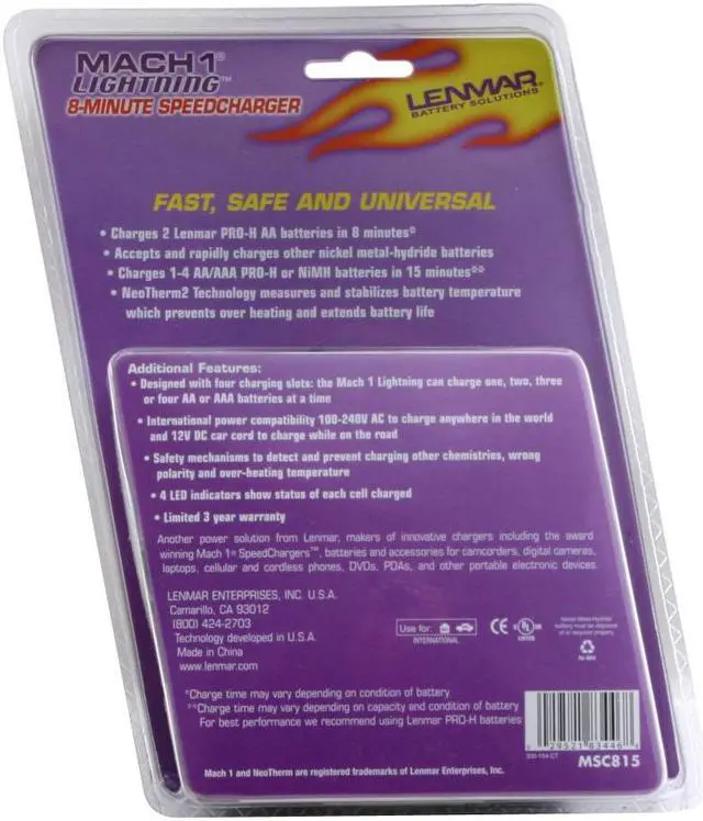 Alt view image 2 of 2 - LENMAR MSC815 2-pack 2500mAh AA Ni-MH Charger