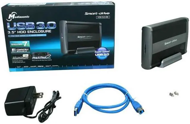 Alt view image 6 of 6 - Mediasonic Smart Drive HD6-SU3-BK Aluminum 3.5" Black SATA USB 3.0 External Enclosure