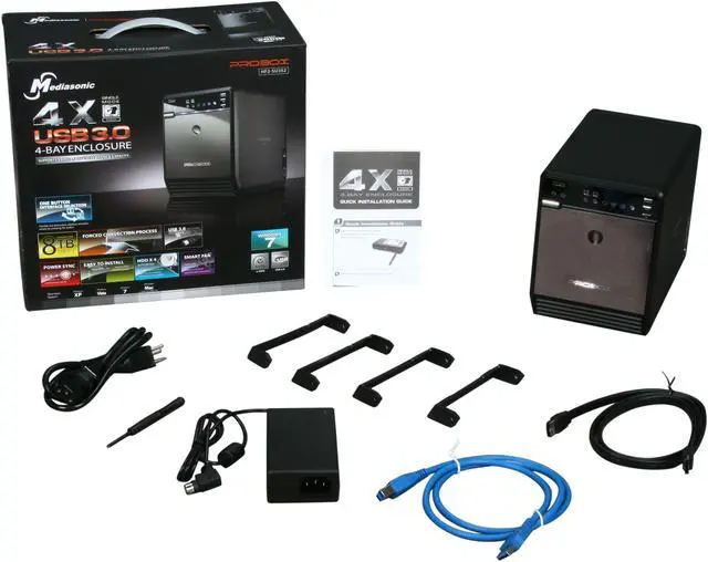 Alt view image 6 of 5 - Mediasonic HF2-SU3S2 Metal 3.5" Black SATA I/II/III USB 3.0 & eSATA 4 Bay External Enclosure