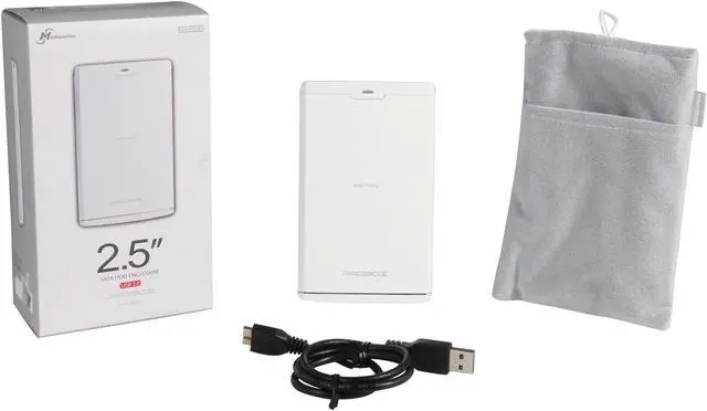 Alt view image 5 of 5 - Mediasonic HDK-SU3-WT Aluminum 2.5" White USB 3.0 2.5" SATA HDD/SSD External Enclosure USB 3.0 Superspeed
