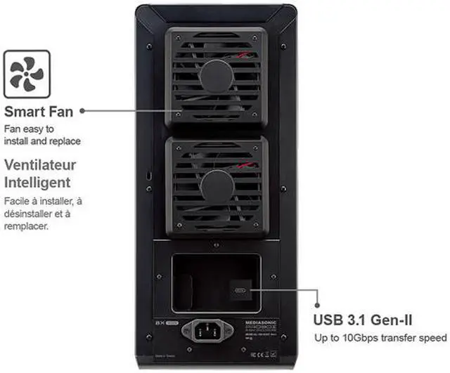 Alt view image 4 of 7 - Mediasonic USB 3.1 Type C 8 Bay 3.5” SATA Hard Drive Enclosure – USB 3.1 Gen 2 10Gbps support UASP / S.M.A.R.T (H82-SU31C)