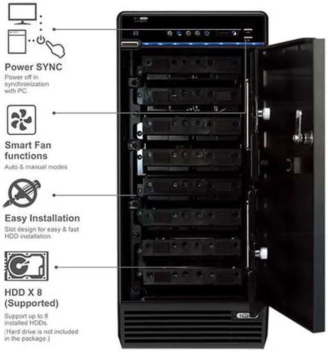 Alt view image 3 of 7 - Mediasonic USB 3.1 Type C 8 Bay 3.5” SATA Hard Drive Enclosure – USB 3.1 Gen 2 10Gbps support UASP / S.M.A.R.T (H82-SU31C)