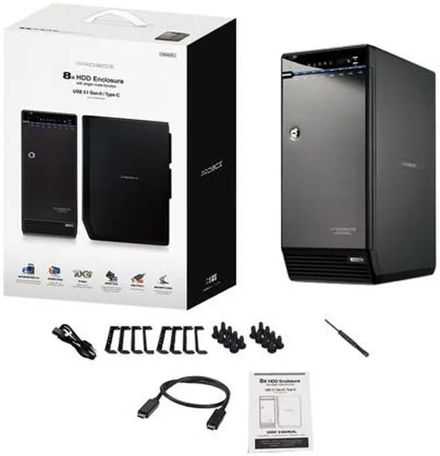 Alt view image 7 of 7 - Mediasonic USB 3.1 Type C 8 Bay 3.5” SATA Hard Drive Enclosure – USB 3.1 Gen 2 10Gbps support UASP / S.M.A.R.T (H82-SU31C)