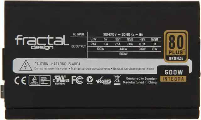 Alt view image 7 of 8 - Fractal Design Integra R2 500W ATX12V 80 PLUS BRONZE Certified Power Supply