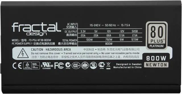 Alt view image 4 of 7 - Fractal Design Newton R3 800W ATX12V / EPS12V SLI Ready CrossFire Certified 80 PLUS PLATINUM Certified Modular Power Supply