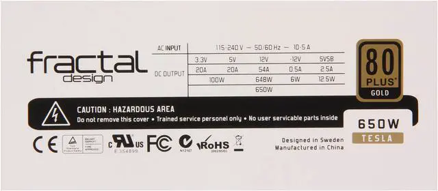 Alt view image 6 of 7 - Fractal Design Tesla R2 650W White ATX12V SLI Ready CrossFire Certified 80 PLUS GOLD Certified Power Supply