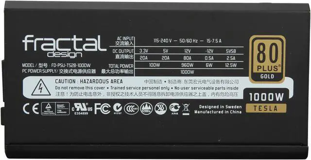 Alt view image 4 of 7 - Fractal Design Tesla R2 1000W ATX12V SLI Ready CrossFire Certified 80 PLUS GOLD Certified Power Supply