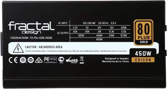 Alt view image 6 of 7 - Fractal Design Edison M 450W Modular  80 PLUS GOLD Certified Power Supply