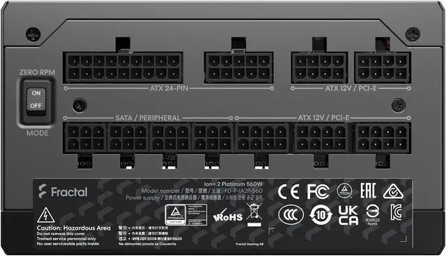 Alt view image 7 of 18 - Fractal Design Ion+ 2 Platinum 560 W ATX12V 2.52 / EPS12V 2.92 80 PLUS PLATINUM Certified Full Modular Active PFC Power Supply