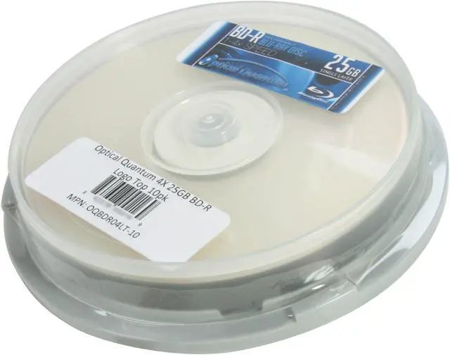 Main image of Optical Quantum 25GB 4X BD-R 10 Packs Spindle Logo Top Disc Model OQBDR04LT-10