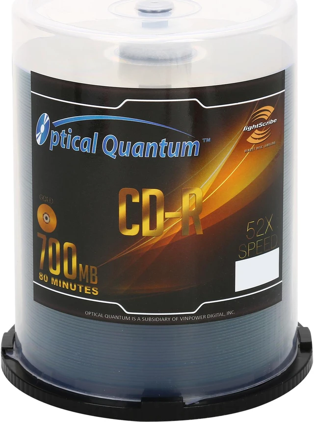 Optical Quantum 700MB 52X CD-R LightScribe 100 Packs Disc Model ...