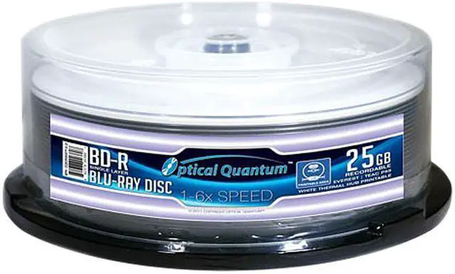 Main image of Optical Quantum 25GB 6X BD-R White Thermal Everest Hub Printable 25 Packs Spindle Blu-ray Disc Model OQBDR06WTP-E-25