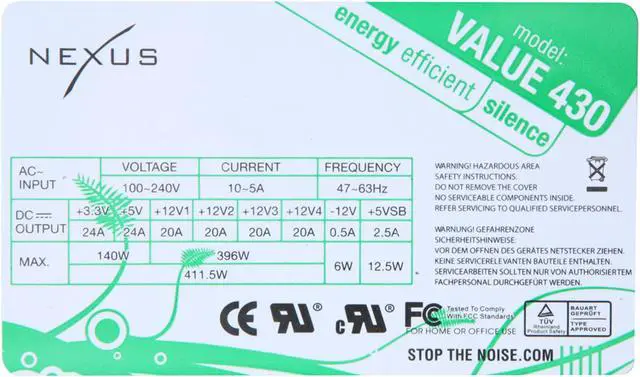 Alt view image 9 of 11 - Nexus VALUE 430 430 W Active PFC Power Supply