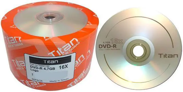 Main image of Titan 4.7GB 16X DVD-R Logo 50 Packs Disc Model T6891192