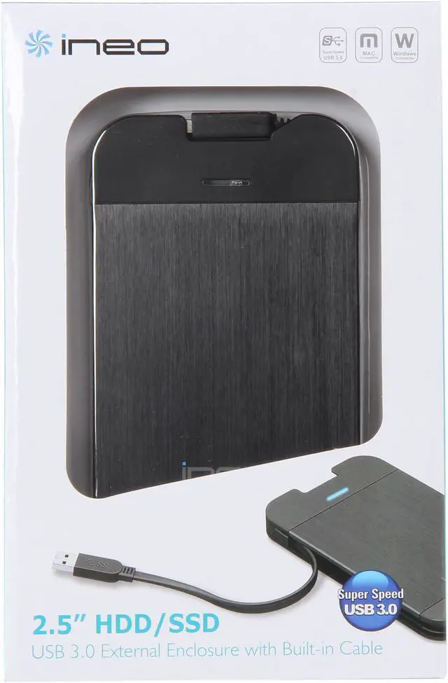 Alt view image 8 of 8 - INEO I-NA217U Plus USB 3.0 to SATA 2.5 inch External Hard Drive Enclosure w/Built-in USB 3.0 Cable