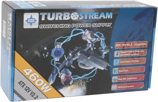 Alt view image 10 of 10 - MSI TurboStream 460W 460W BTX SLI Ready  Active PFC Power Supply