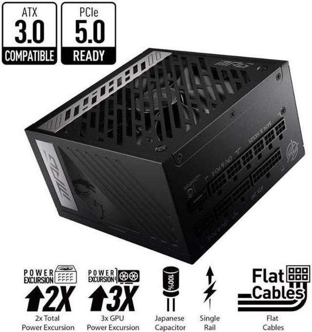 MSI MPG A1000G PCIE 5 & ATX 3.0 Gaming Power Supply - Full Modular - 80  Plus Gold Certified 1000W - 100% Japanese 105°C Capacitors - Compact Size 