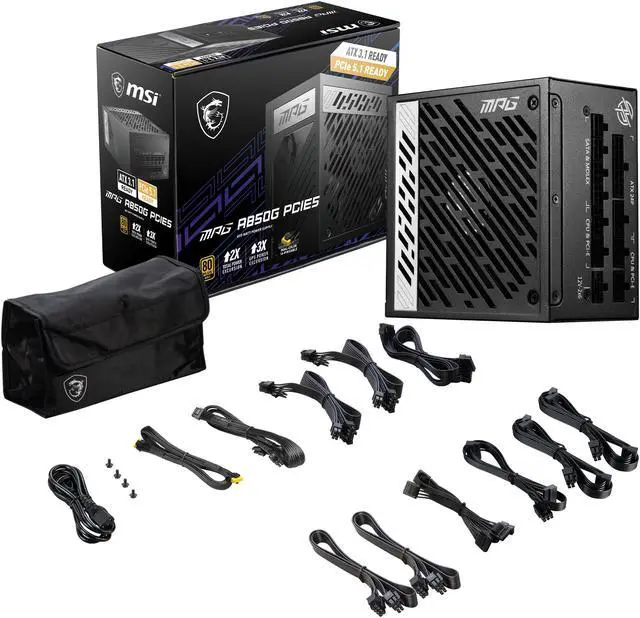 Alt view image 2 of 3 - MSI - MPG A850G PCIE5, 80+ GOLD Full Modular Gaming PSU, 12V-2x6 Cable, 5080 5070 ATX 3.1 & PCIE 5.1 Ready, 850W Power Supply, 10 Year Warranty