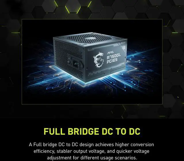 Alt view image 6 of 10 - MSI MAG A750GL PCIE5, Fully Modular Compact Gaming 750W Power Supply, 80+ Gold, ATX 3.1 & PCIe 5.1 Ready, Native Dual-color 12V-2x6 cable, 10 Year Warranty