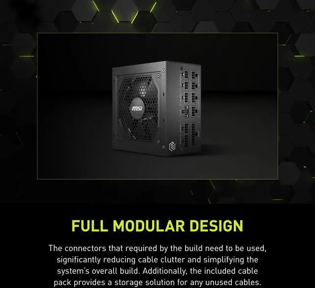 Alt view image 9 of 10 - MSI MAG A750GL PCIE5, Fully Modular Compact Gaming 750W Power Supply, 80+ Gold, ATX 3.1 & PCIe 5.1 Ready, Native Dual-color 12V-2x6 cable, 10 Year Warranty