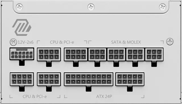 Alt view image 11 of 12 - MAG A1000GL PCIE5 WHITE, USA, 1000W, Fully-Modular, 80 Plus Gold, Bilingual Color Box, Solid wood pallet packing