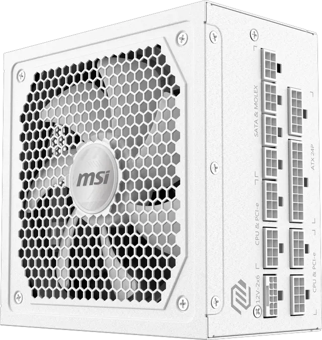 Alt view image 2 of 12 - MAG A1000GL PCIE5 WHITE, USA, 1000W, Fully-Modular, 80 Plus Gold, Bilingual Color Box, Solid wood pallet packing