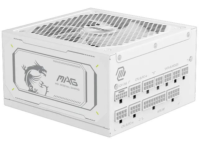 Alt view image 6 of 12 - MAG A1000GL PCIE5 WHITE, USA, 1000W, Fully-Modular, 80 Plus Gold, Bilingual Color Box, Solid wood pallet packing