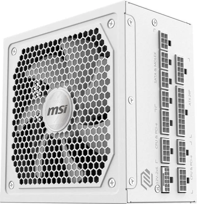 Alt view image 3 of 12 - MAG A1000GL PCIE5 WHITE, USA, 1000W, Fully-Modular, 80 Plus Gold, Bilingual Color Box, Solid wood pallet packing