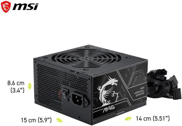 Alt view image 6 of 7 - MSI MAG A500DN II 500 W ATX12V Non-Modular Active PFC Power Supply