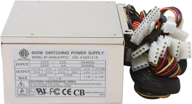 Alt view image 2 of 7 - BFG Tech BFGR600PSU 600Watt ATX 12V 2.01 SLI Ready Active PFC Power Supply