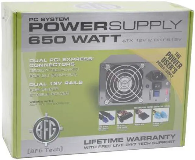 Alt view image 8 of 8 - BFG Tech BFGR650PSU 650 W ATX12V V2.0 / EPS 12V SLI Ready CrossFire Ready Power Supply