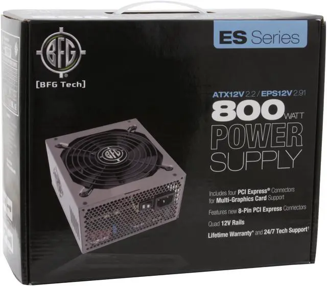 Alt view image 11 of 11 - BFG Tech ES SERIES ES-800 800W Continuous @ 40°C ATX12V 2.3 / EPS12V 2.92 SLI Certified CrossFire Ready 80 PLUS Certified Active PFC SLI Power Supply