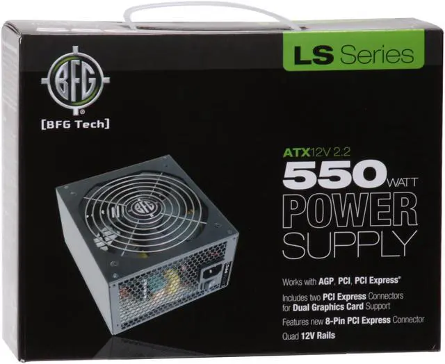 Alt view image 11 of 11 - BFG Tech LS SERIES LS-550 550W Continuous @ 40°C ATX12V 2.3 / EPS12V 2.8 SLI Certified CrossFire Ready 80 PLUS Certified Active PFC Power Supply