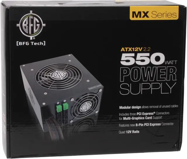 Alt view image 10 of 10 - BFG Tech MX 550 550 W ATX12V / EPS12V SLI Ready CrossFire Ready Modular Active PFC Power Supply