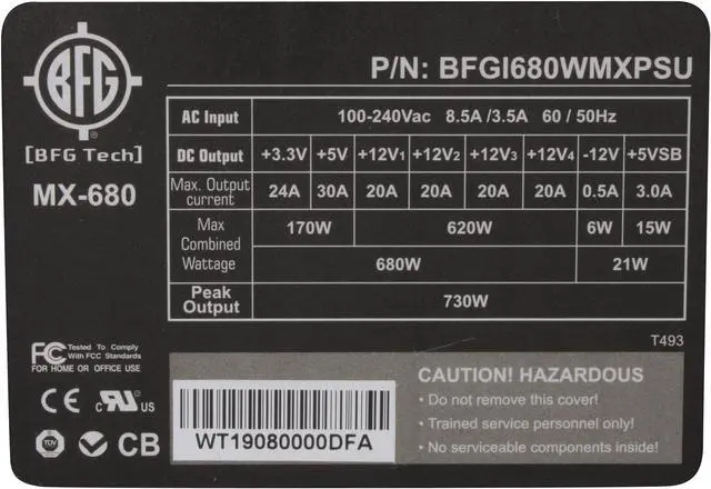 Alt view image 5 of 10 - BFG Tech MX 680 680 W ATX12V / EPS12V SLI Ready CrossFire Ready Modular Power Supply