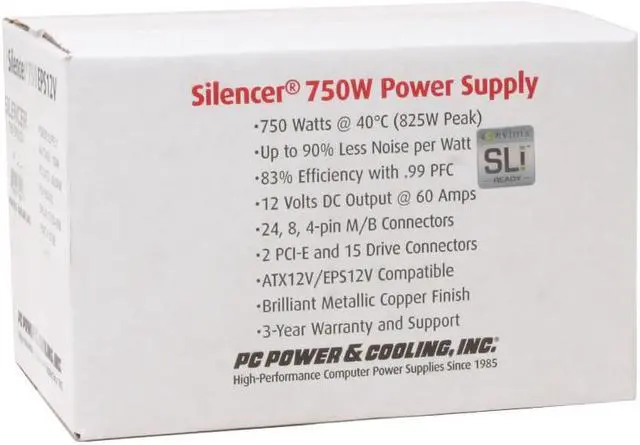Alt view image 8 of 8 - PC Power & Cooling Silencer 750 EPS12V 750W EPS12V SLI Certified CrossFire Ready  Active PFC Power Supply