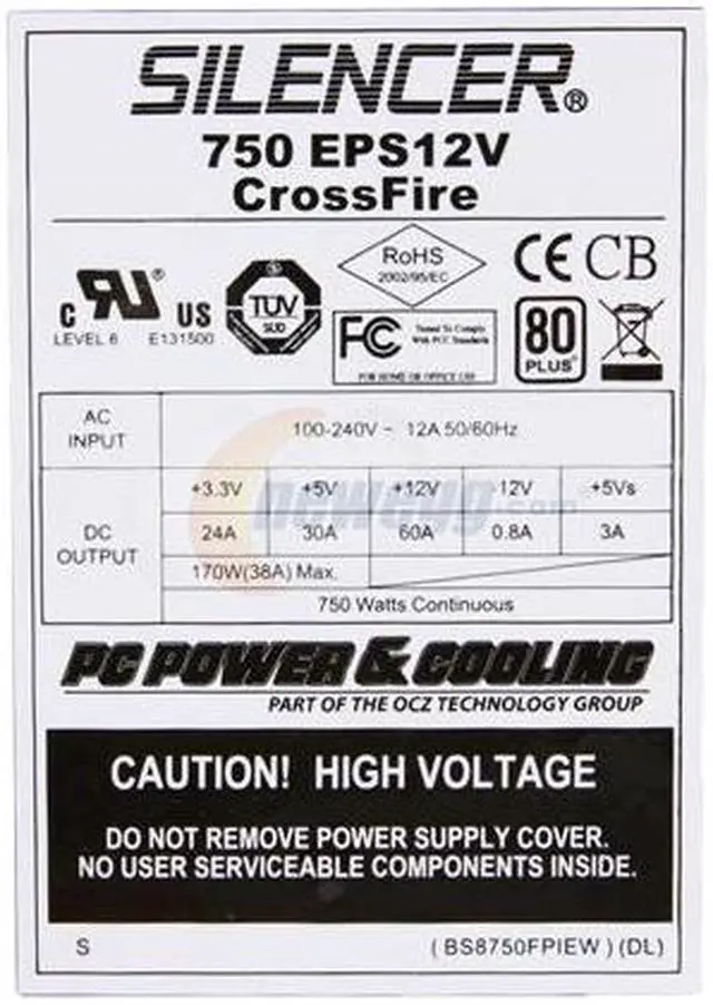 Alt view image 4 of 9 - PC Power and Cooling S75QB 750 W ATX12V / EPS12V SLI Certified CrossFire Ready 80 PLUS Certified Active PFC Power Supply compatible with core i7
