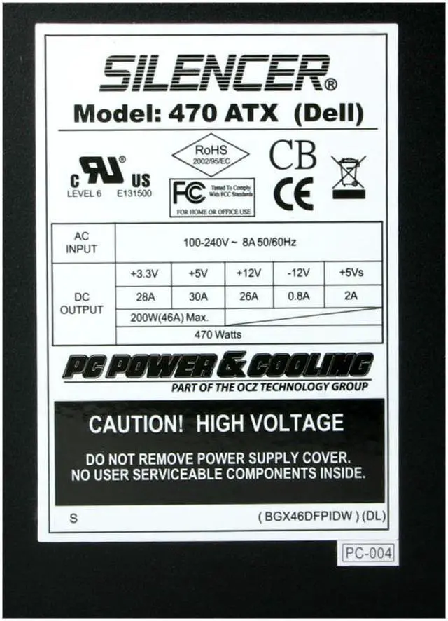 Alt view image 4 of 9 - PC Power and Cooling Silencer 470 ATX 470 W ATX12V Ver 2.2 Active PFC Power Supply