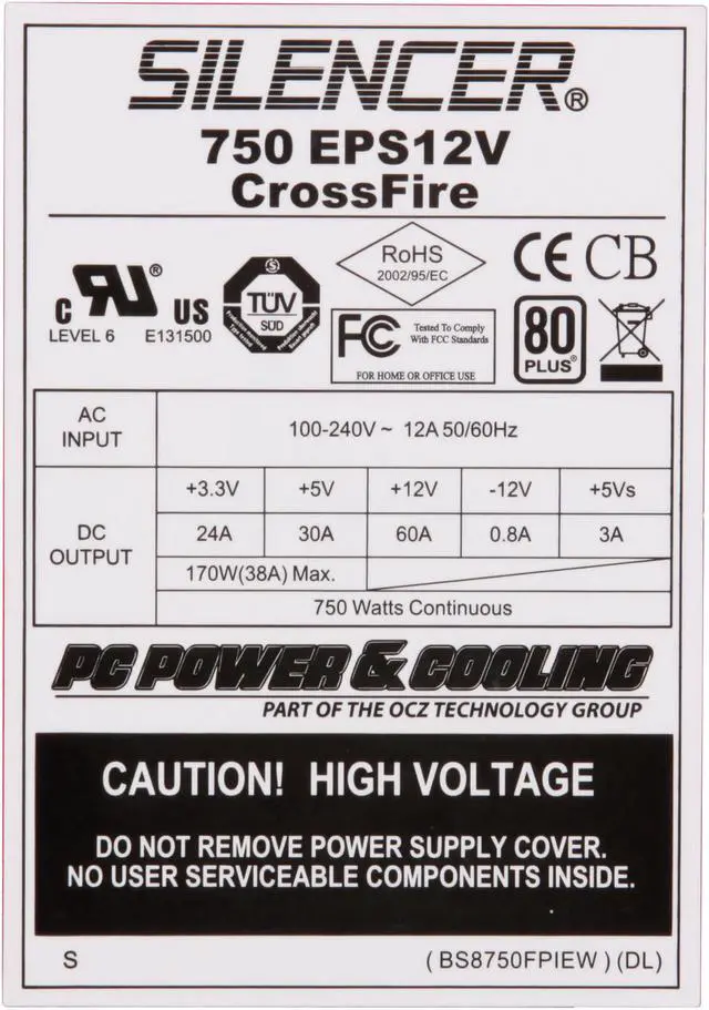 Alt view image 4 of 6 - PC Power and Cooling Silencer 750 Quad Red 750 W ATX12V / EPS12V SLI Certified 80 PLUS Certified Active PFC Power Supply