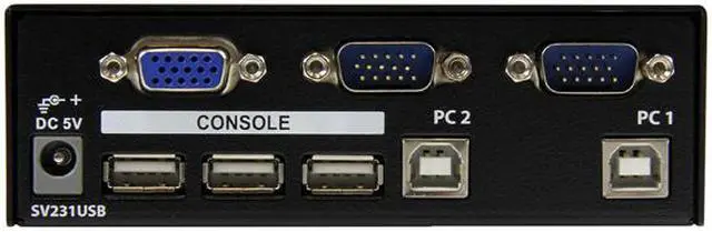 Alt view image 3 of 4 - StarTech.com SV231USB 2-port KVM Switch for VGA Computers - USB - Full KVM Kit Cables Included
