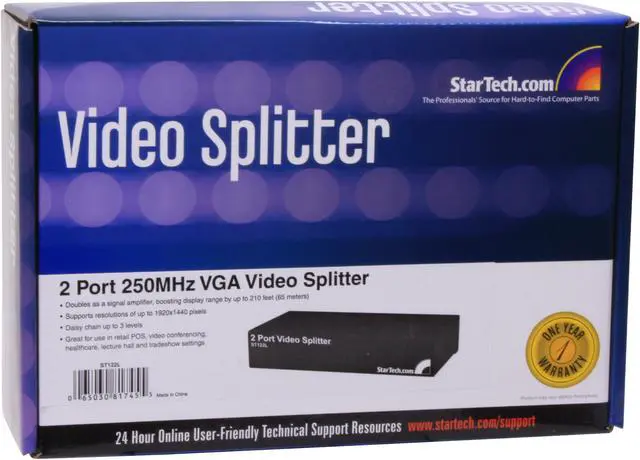 Alt view image 7 of 7 - StarTech.com ST122L 2 Port VGA Video Splitter - 250 MHz