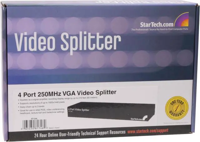 Alt view image 6 of 6 - StarTech.com ST124L 4 Port VGA Video Splitter - 250 MHz