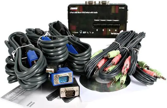 Alt view image 6 of 6 - StarTech.com SV411KUSB 4 Port Mini USB KVM Kit with Cables and Audio Switching