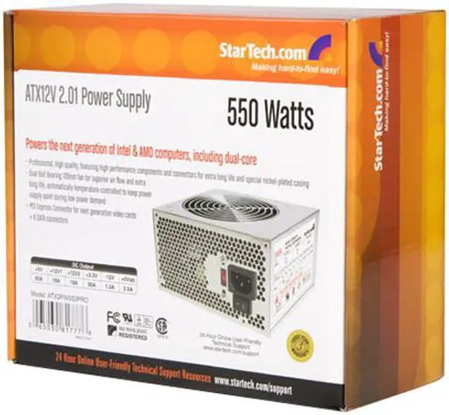 Alt view image 6 of 6 - StarTech.com ATX2PW550PRO 550 W ATX12V 2.01 SLI Ready Power Supply