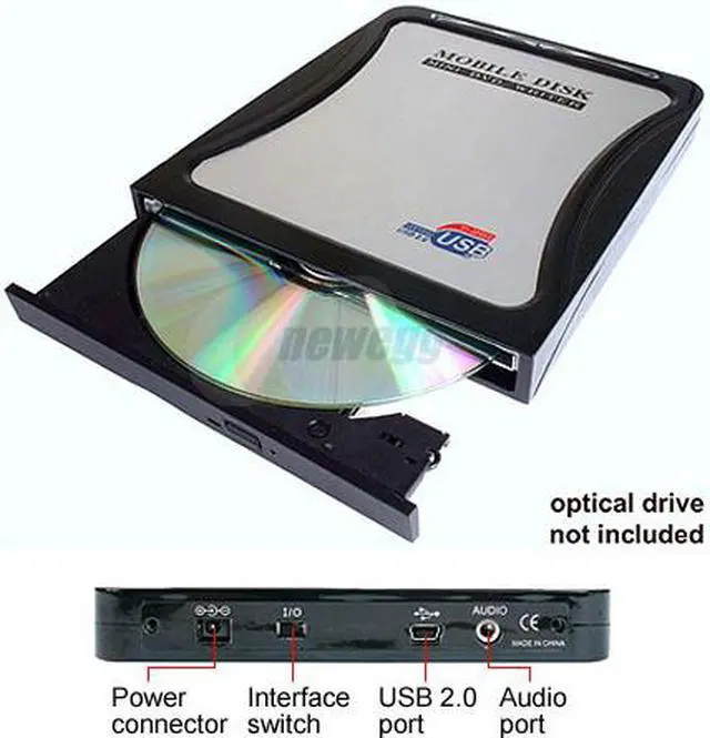 Alt view image 2 of 2 - StarTech.com IDESLIMDVDU2 Plastic 5.25" IDE USB 2.0 External Enclosure for Optical Drive