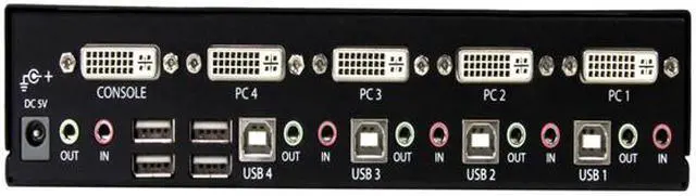 Alt view image 4 of 4 - StarTech SV431DVIUA 4-Port KVM Switch for DVI Computers - 1U Rack-Mount KVM Switch with Audio - DVI KVM switch -2 port - 1U