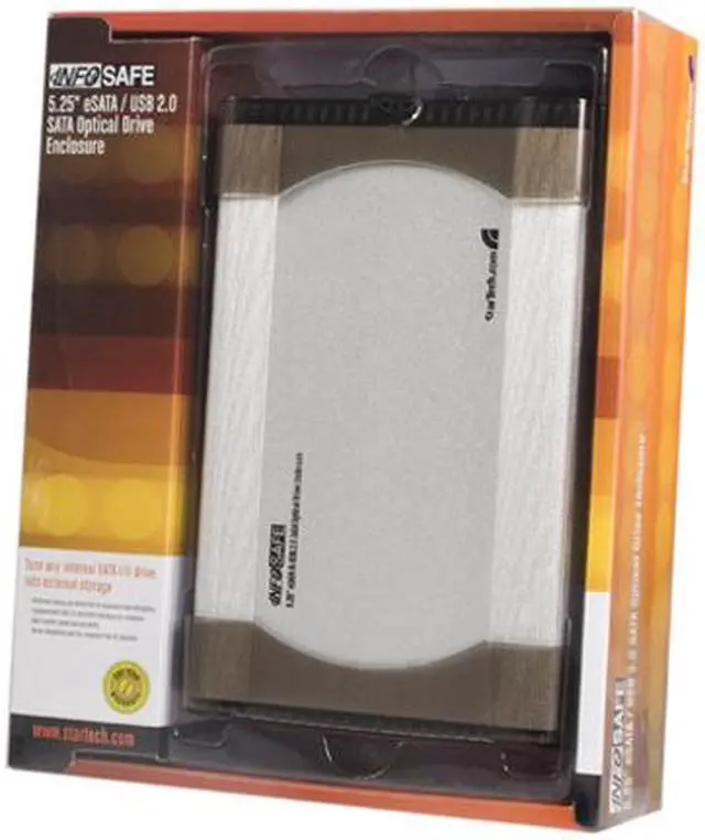 Alt view image 5 of 5 - StarTech InfoSafe SAT5210U2E Aluminum 5.25" Silver eSATA USB 2.0 to SATA Optical Drive Enclosure