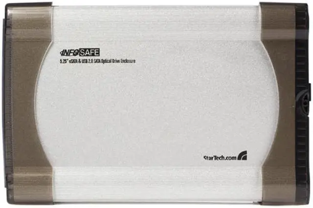 Alt view image 2 of 5 - StarTech InfoSafe SAT5210U2E Aluminum 5.25" Silver eSATA USB 2.0 to SATA Optical Drive Enclosure